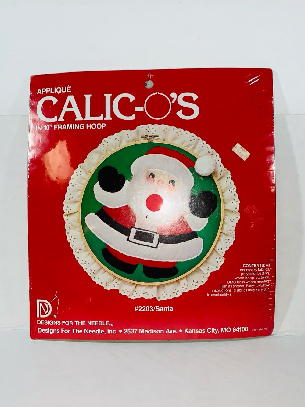 Calic-O’s appliqué Christmas Santa hoop kit 1982 Vintage craft #2203